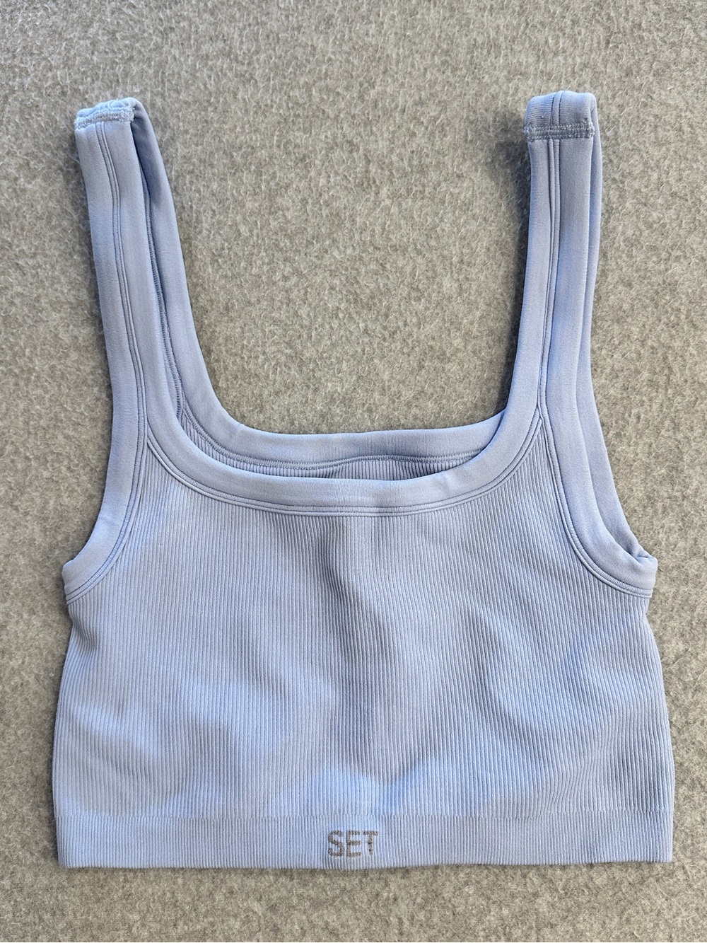 SET Active Light Blue Ribbed Crop Top Bralette